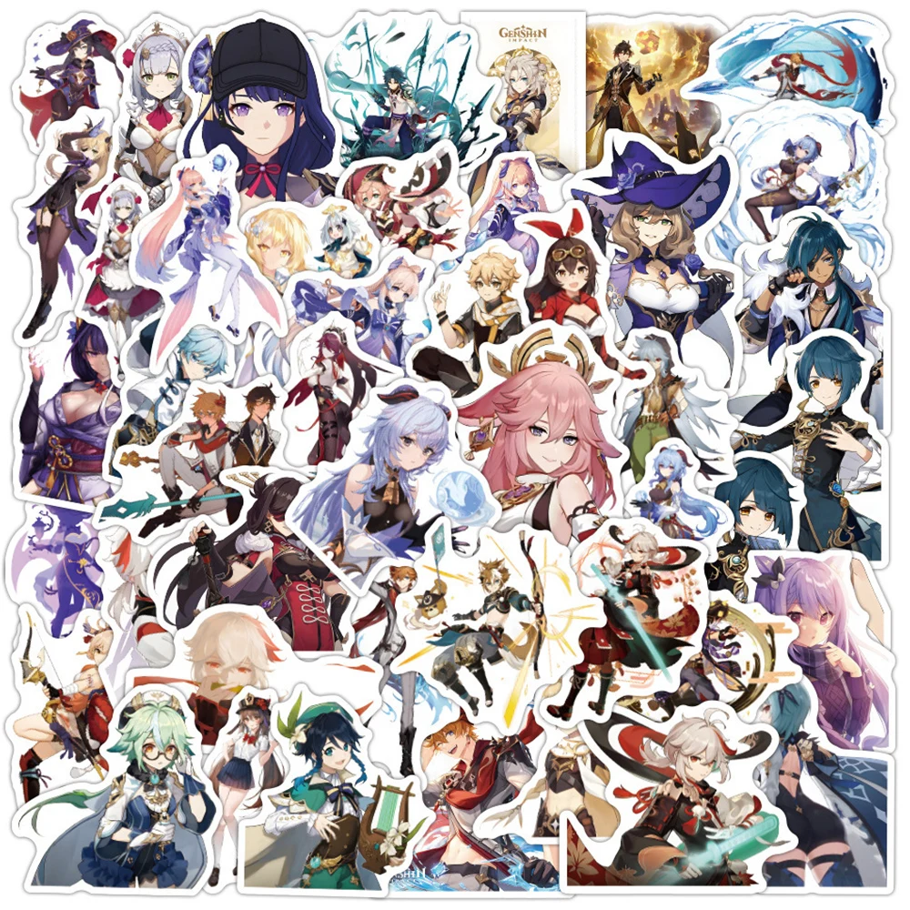 50/100pcs Cute Game Genshin Impact Stickers Cartoon Decals DIY Laptop Phone Case Car Waterproof Cool Anime Kids Sticker Toys