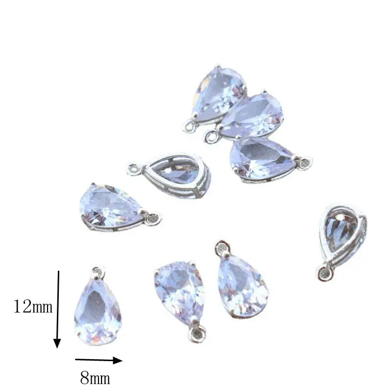 Copper Zircon Water Drop Crystal zircon Charms Pendant 10pcs/lot For DIY Jewelry Making Accessories