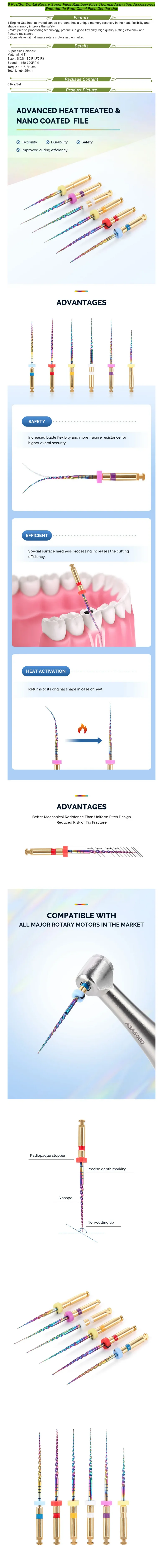 Dental Rotary Super Files Rainbow Files Thermal Activation Accessories Endodontic For Root Canal Files Cleaning Dentist Use
