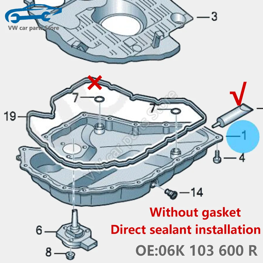 06K103600R All Aluminum Alloy Improved Oil Tray Waste Oil Pan For Audi A1 A3 Q2 TT VW Golf MK7 GTI Sharan Tiguan 06K 103 600 R