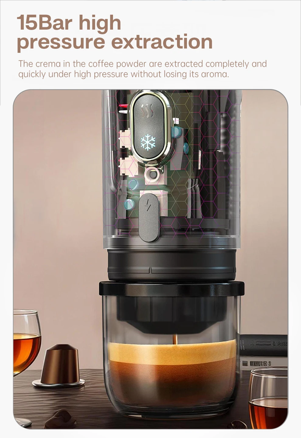 HiBREW Portable Coffee Machine for Car & Home,DC12V Expresso Coffee Maker Fit Nexpresso Dolce Pod Capsule Coffee Powder H4A NEW