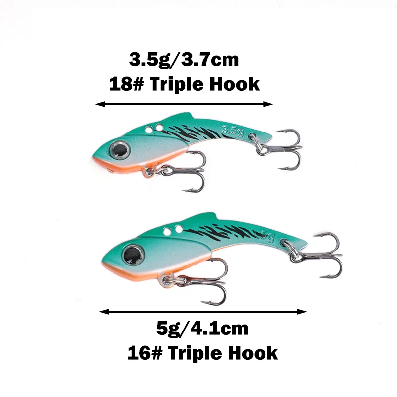 OUTKIT VIB Spoon Fishing Lure 3.5/5g Metal Spinner Fishing Bait Crankbait Bass Artificial Hard Baits Cicada VIB Fishing Tackle
