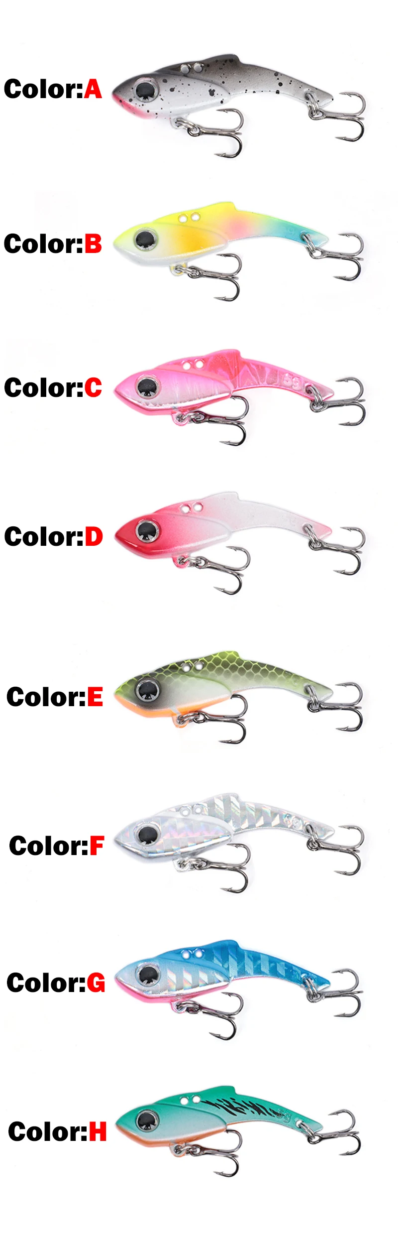 OUTKIT VIB Spoon Fishing Lure 3.5/5g Metal Spinner Fishing Bait Crankbait Bass Artificial Hard Baits Cicada VIB Fishing Tackle