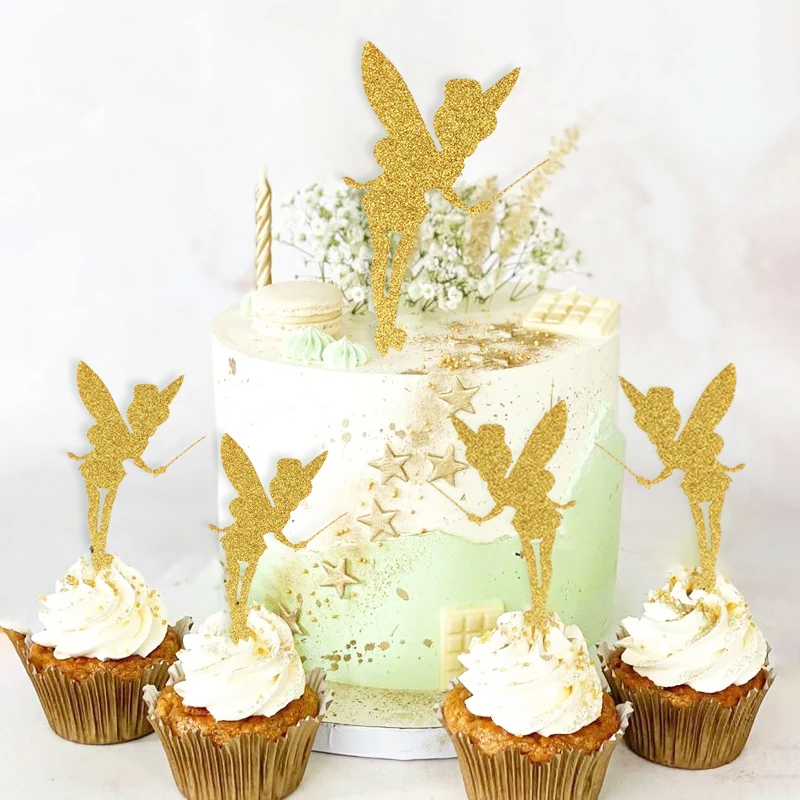 10/20Pcs Glitter Fairy Cupcake Toppers Angel Fairy Cake Topper Kids Baby Shower Birthday Party Favors Wedding Cake Decorations