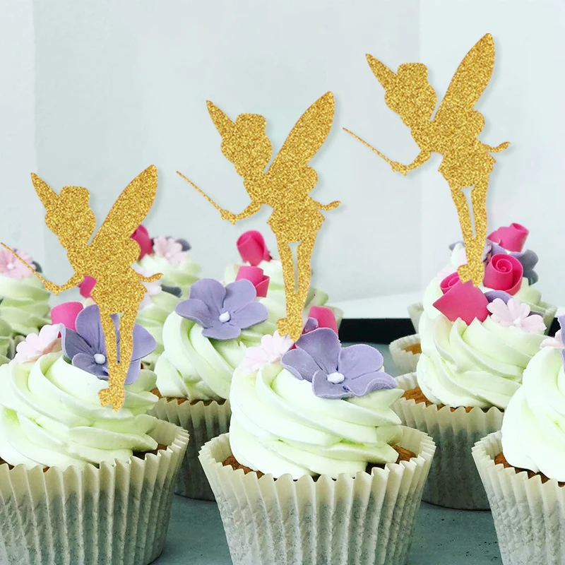 10/20Pcs Glitter Fairy Cupcake Toppers Angel Fairy Cake Topper Kids Baby Shower Birthday Party Favors Wedding Cake Decorations