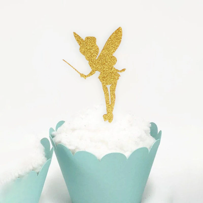 10/20Pcs Glitter Fairy Cupcake Toppers Angel Fairy Cake Topper Kids Baby Shower Birthday Party Favors Wedding Cake Decorations