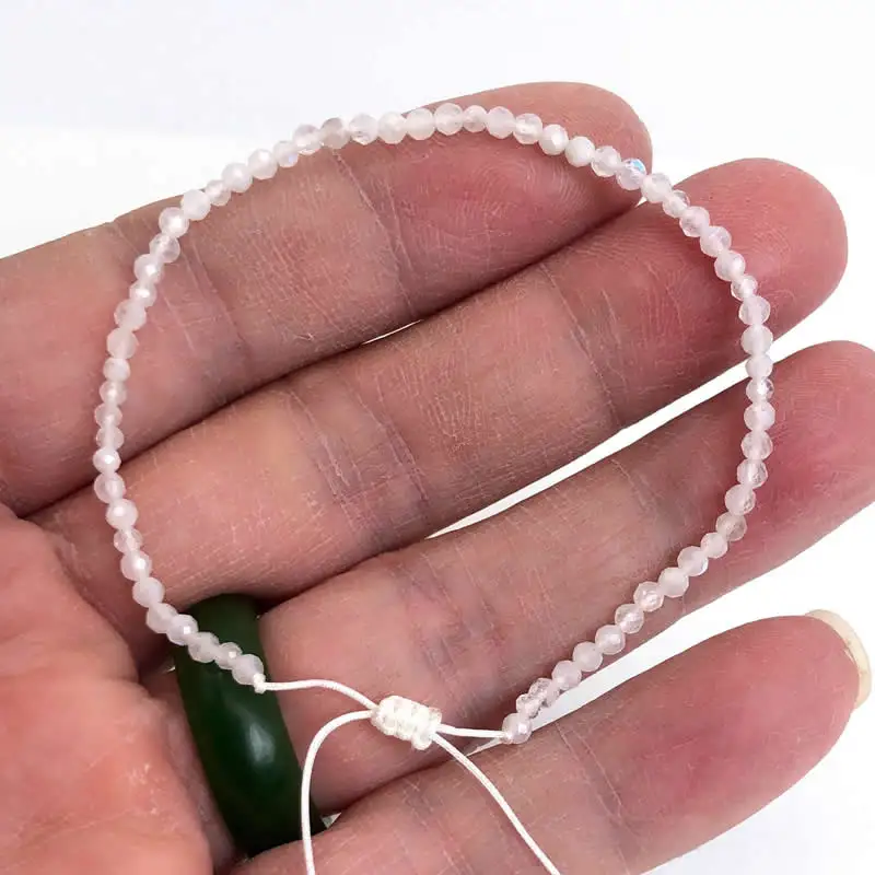 Faceted Gemstones 2-3mm Beads Hand Woven Adjustable Bracelet Crystal Quartz Agate Amazon Choker Men Female Jewelry Party Gift