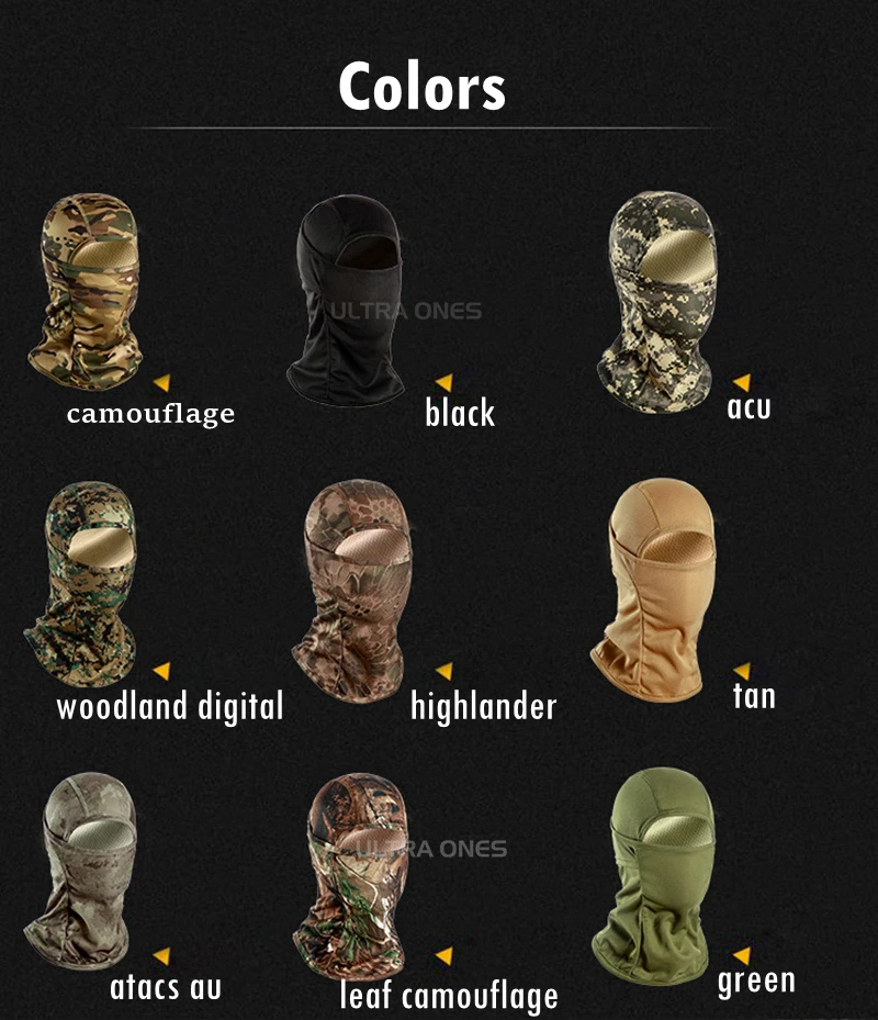 Tactical Camouflage Balaclava Full Face Mask Outdoor Hunting Bicycle Cycling Bandana Neck Gaiter Combat Airsoft Cap