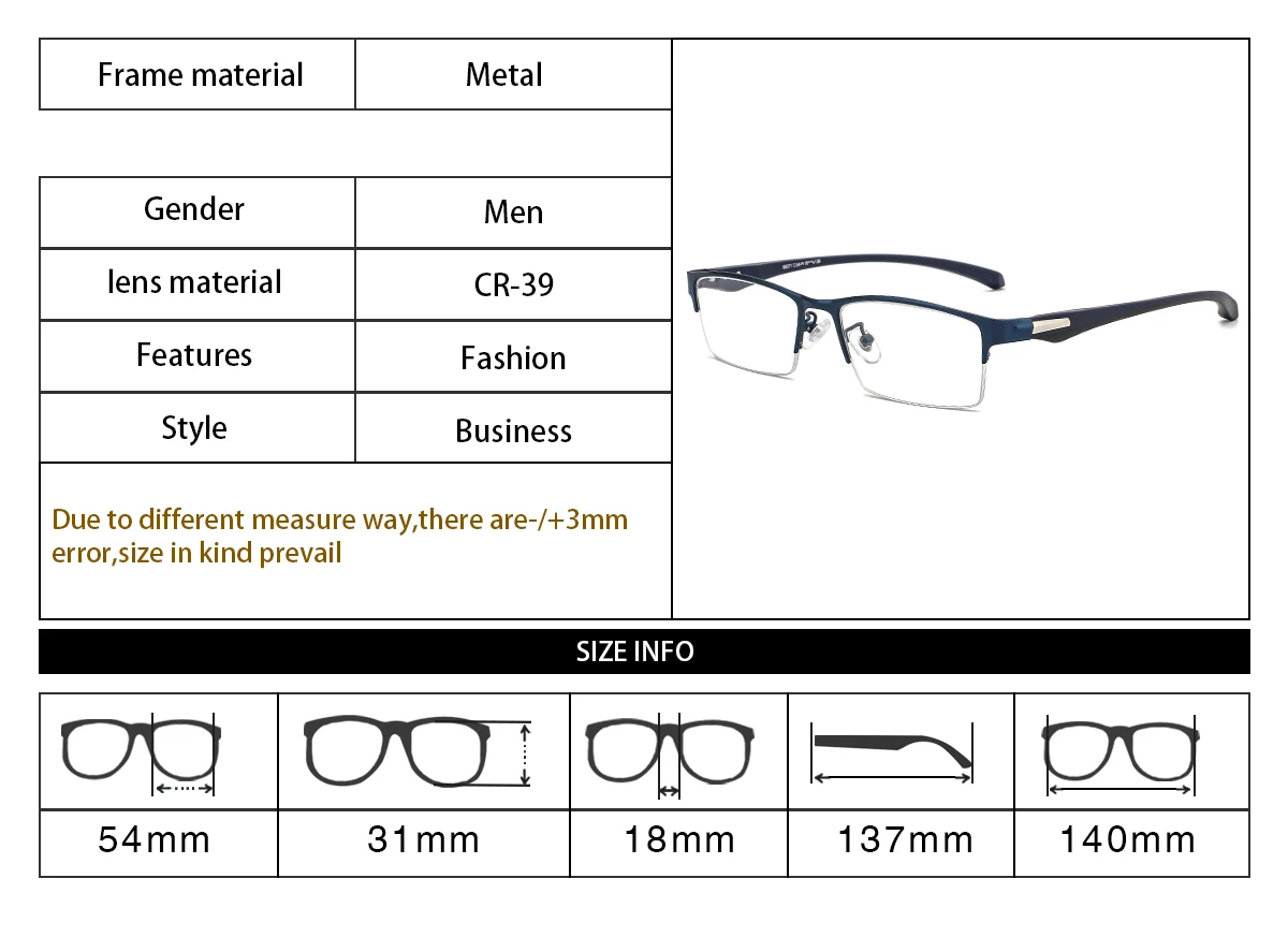 New Sun Photochromic Myopia Eyeglasses Optical Men student Finished Myopia Eyewear prescription Glasses Frame Half Rim -1.0 -4.0