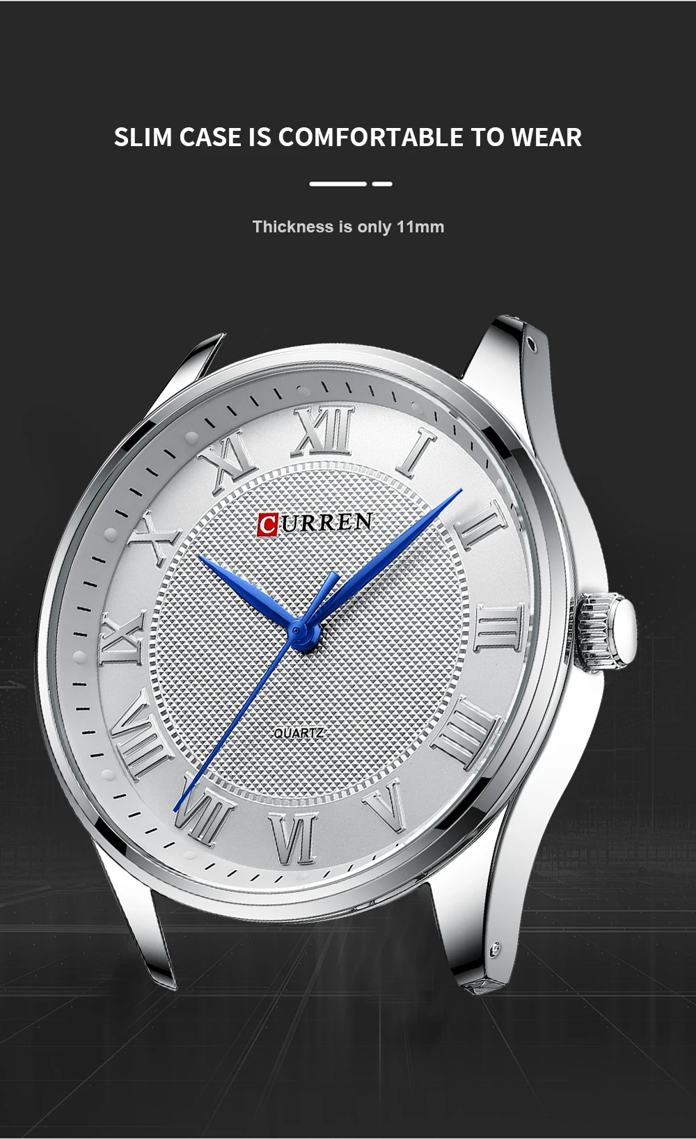 CURREN Classic Casual Watch for Men with Stainless Steel Band Simple Quartz Wristwatches for Business Man with Box