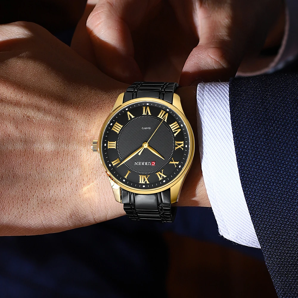 CURREN Classic Casual Watch for Men with Stainless Steel Band Simple Quartz Wristwatches for Business Man with Box