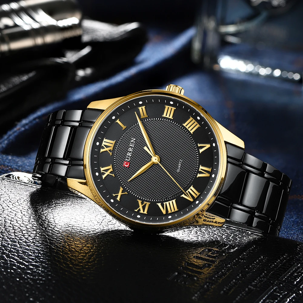 CURREN Classic Casual Watch for Men with Stainless Steel Band Simple Quartz Wristwatches for Business Man with Box