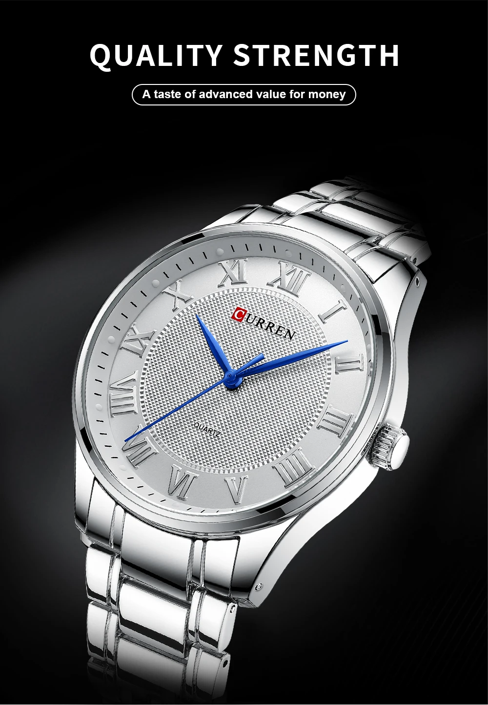 CURREN Classic Casual Watch for Men with Stainless Steel Band Simple Quartz Wristwatches for Business Man with Box