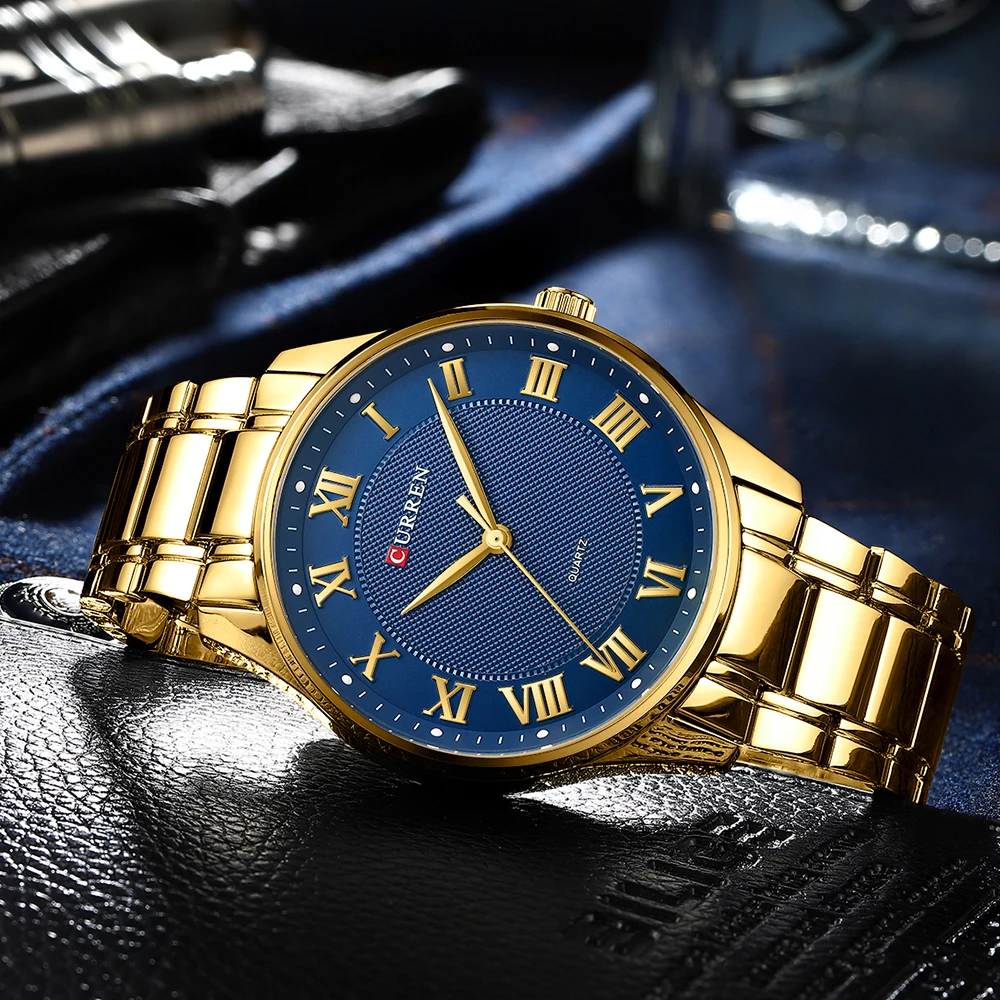 CURREN Classic Casual Watch for Men with Stainless Steel Band Simple Quartz Wristwatches for Business Man with Box