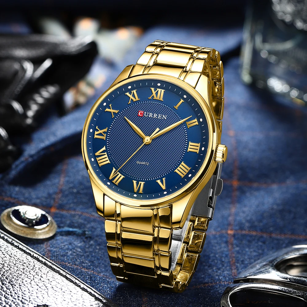 CURREN Classic Casual Watch for Men with Stainless Steel Band Simple Quartz Wristwatches for Business Man with Box