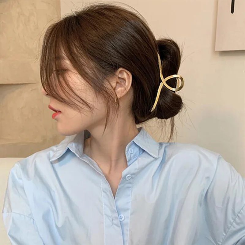 Simple Metal Geometric Hair Claw Clips Elegant Geometric Hair Accessories Cross Crab Bath Clip For Women Fashion Girl Headwear