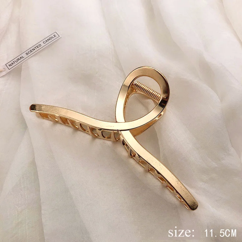 Simple Metal Geometric Hair Claw Clips Elegant Geometric Hair Accessories Cross Crab Bath Clip For Women Fashion Girl Headwear