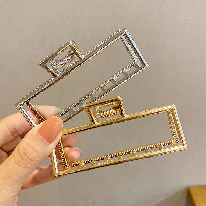 Simple Metal Geometric Hair Claw Clips Elegant Geometric Hair Accessories Cross Crab Bath Clip For Women Fashion Girl Headwear