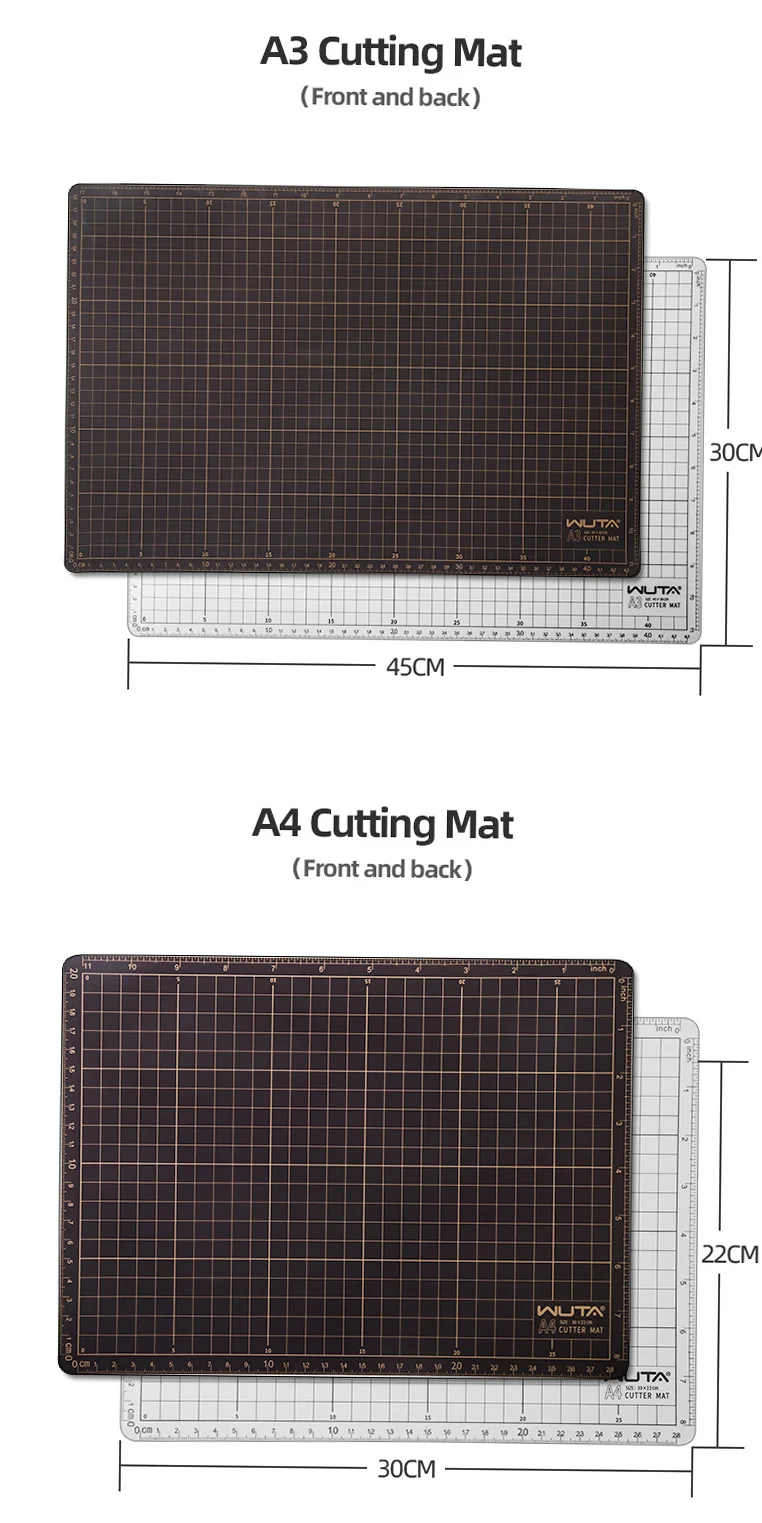 WUTA New Fabric Cutting Mat, Leather Cutting Board A1 A2 A3 A4 A5 Professional Self Healing Quality Double-Sided Craft Tool Set