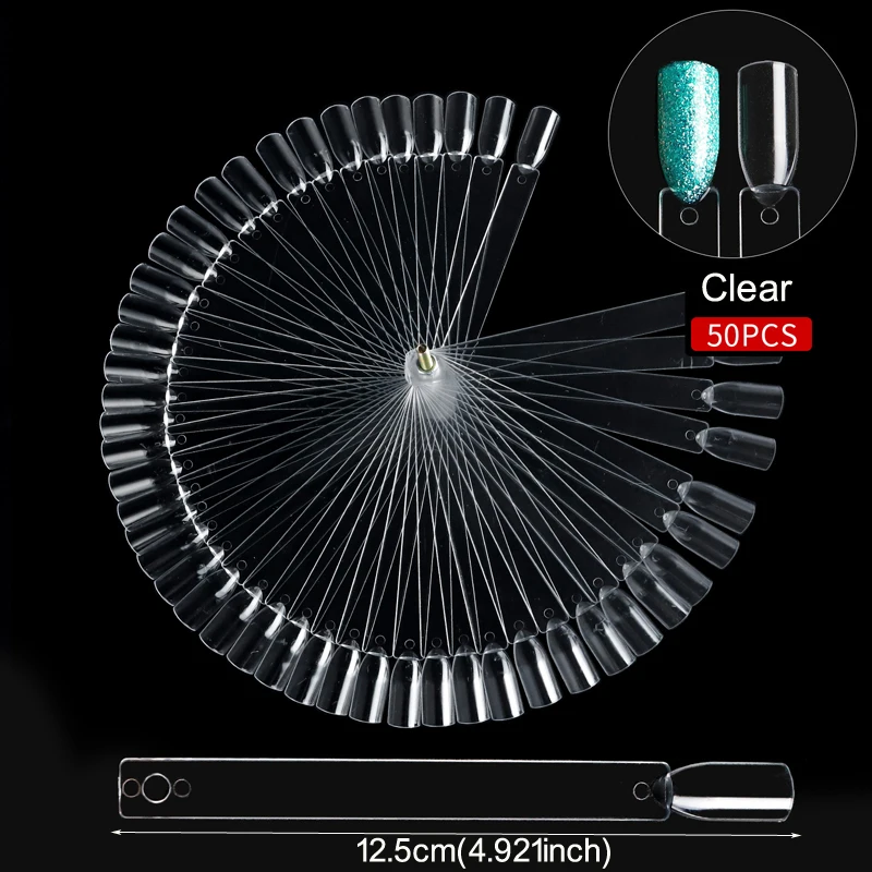 Nail Display Sticks Clear Natural Colors Nail Swatch Chart With Ring False Nail Tips Gel Polish Practice Display for Nail Art