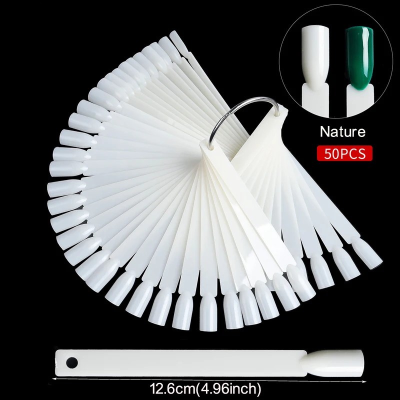 Nail Display Sticks Clear Natural Colors Nail Swatch Chart With Ring False Nail Tips Gel Polish Practice Display for Nail Art