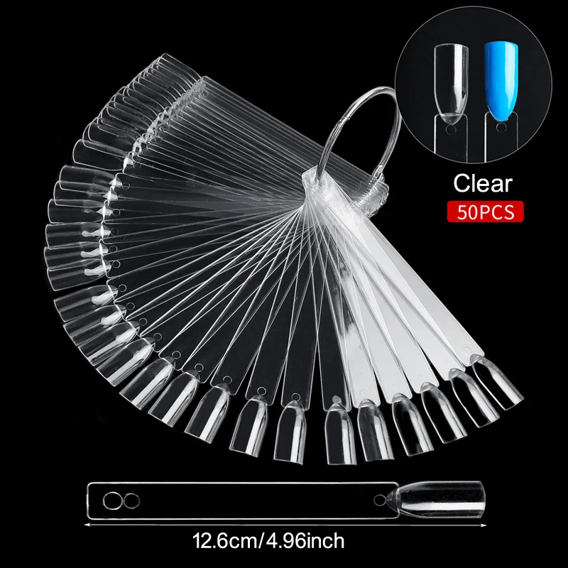 Nail Display Sticks Clear Natural Colors Nail Swatch Chart With Ring False Nail Tips Gel Polish Practice Display for Nail Art