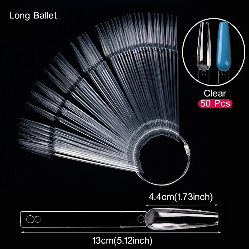 Nail Display Sticks Clear Natural Colors Nail Swatch Chart With Ring False Nail Tips Gel Polish Practice Display for Nail Art