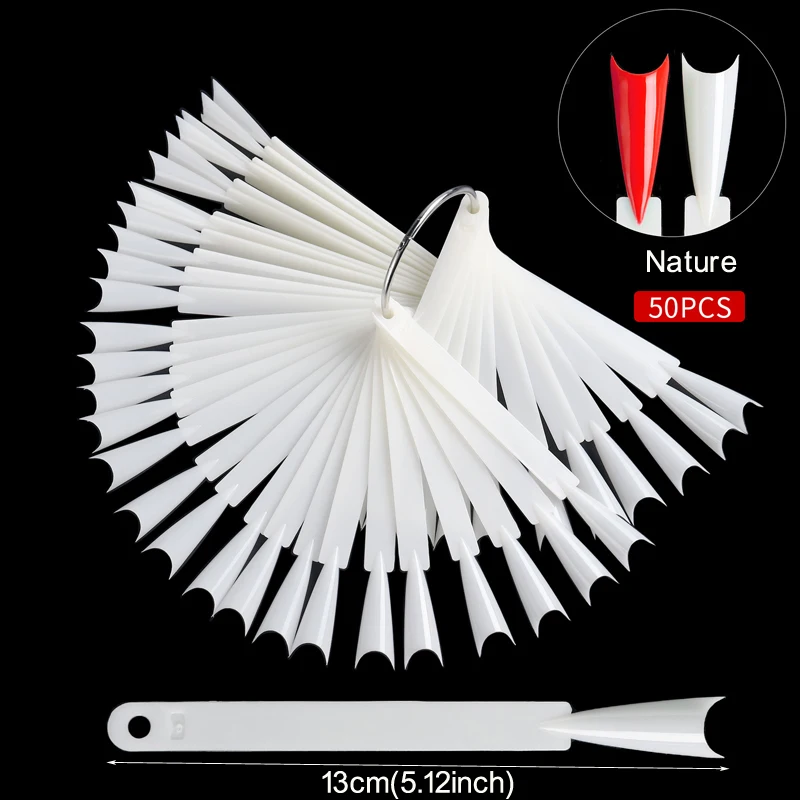 Nail Display Sticks Clear Natural Colors Nail Swatch Chart With Ring False Nail Tips Gel Polish Practice Display for Nail Art