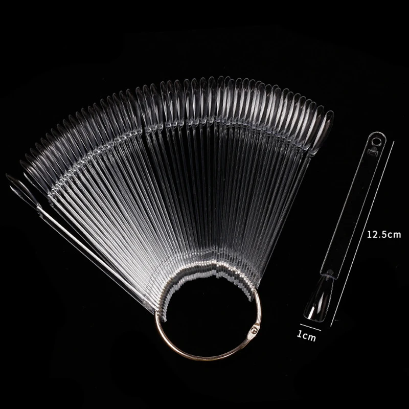 Nail Display Sticks Clear Natural Colors Nail Swatch Chart With Ring False Nail Tips Gel Polish Practice Display for Nail Art