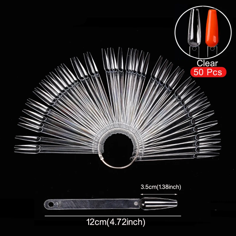 Nail Display Sticks Clear Natural Colors Nail Swatch Chart With Ring False Nail Tips Gel Polish Practice Display for Nail Art