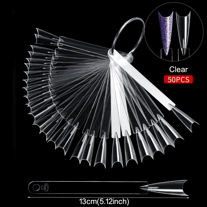 Nail Display Sticks Clear Natural Colors Nail Swatch Chart With Ring False Nail Tips Gel Polish Practice Display for Nail Art