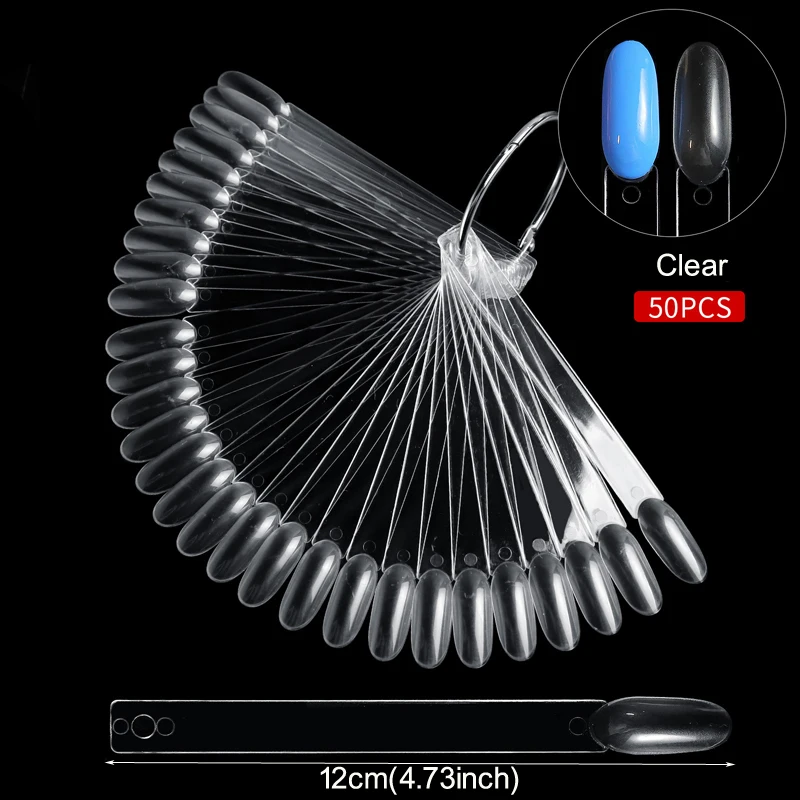 Nail Display Sticks Clear Natural Colors Nail Swatch Chart With Ring False Nail Tips Gel Polish Practice Display for Nail Art