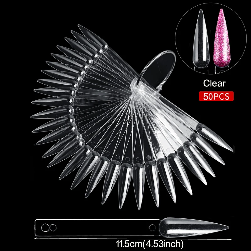 Nail Display Sticks Clear Natural Colors Nail Swatch Chart With Ring False Nail Tips Gel Polish Practice Display for Nail Art
