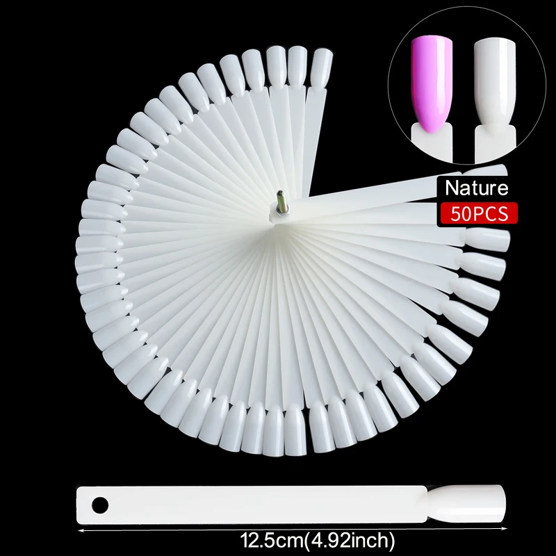 Nail Display Sticks Clear Natural Colors Nail Swatch Chart With Ring False Nail Tips Gel Polish Practice Display for Nail Art