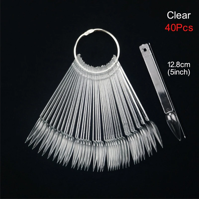 Nail Display Sticks Clear Natural Colors Nail Swatch Chart With Ring False Nail Tips Gel Polish Practice Display for Nail Art
