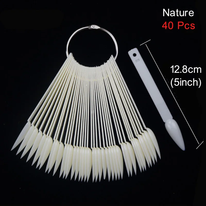 Nail Display Sticks Clear Natural Colors Nail Swatch Chart With Ring False Nail Tips Gel Polish Practice Display for Nail Art