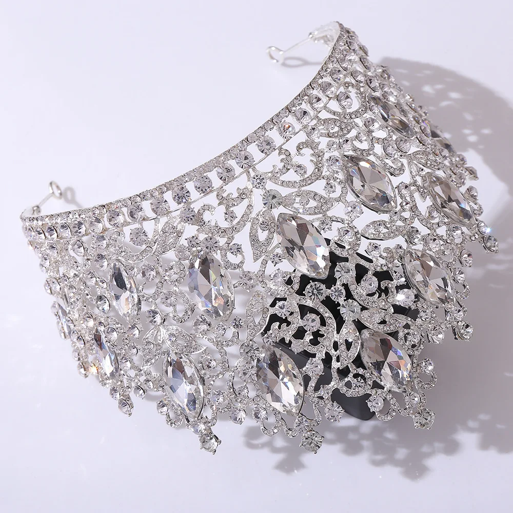 KMVEXO Luxury Big Forest Crystal Rhinestone Crown Wedding Tiara Bridal Hair Accessories Crown Party Wedding Headwear Gift