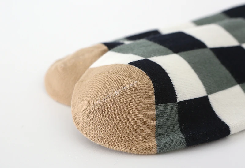 5Pair-pack New Men's Socks Colorful Grid Sock Casual Business High Quality Happy Combed Cotton Socks Fashion Gentleman Socks Men