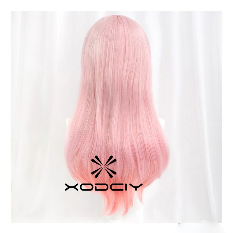Super Sonico Supersonico 60cm Long Pink Ombre Hair Heat Resistant Cosplay Costume Wig + Toy headset Headphone Prop