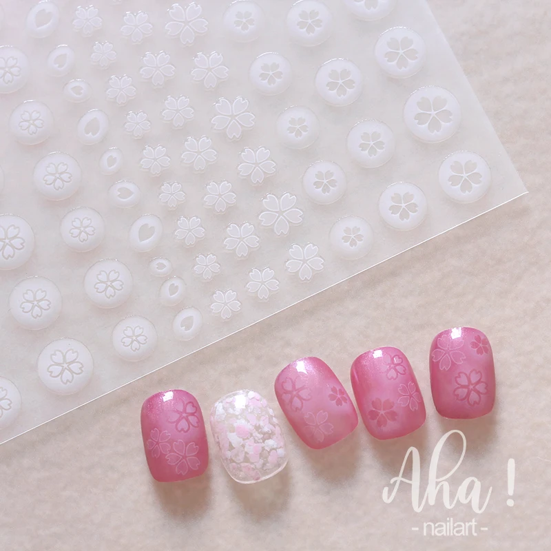 White Bloom Translucent Hollow Butterfly Heart Nail Sticker Press on Nails Decals Hollow Heart Star Moon Shape Sticker Sliders