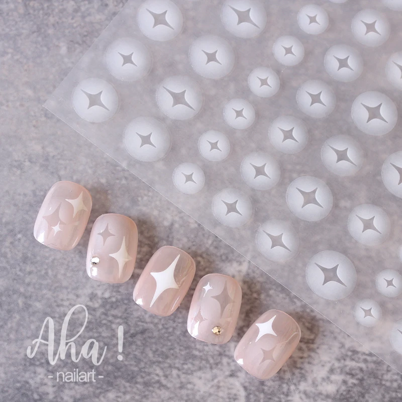 White Bloom Translucent Hollow Butterfly Heart Nail Sticker Press on Nails Decals Hollow Heart Star Moon Shape Sticker Sliders
