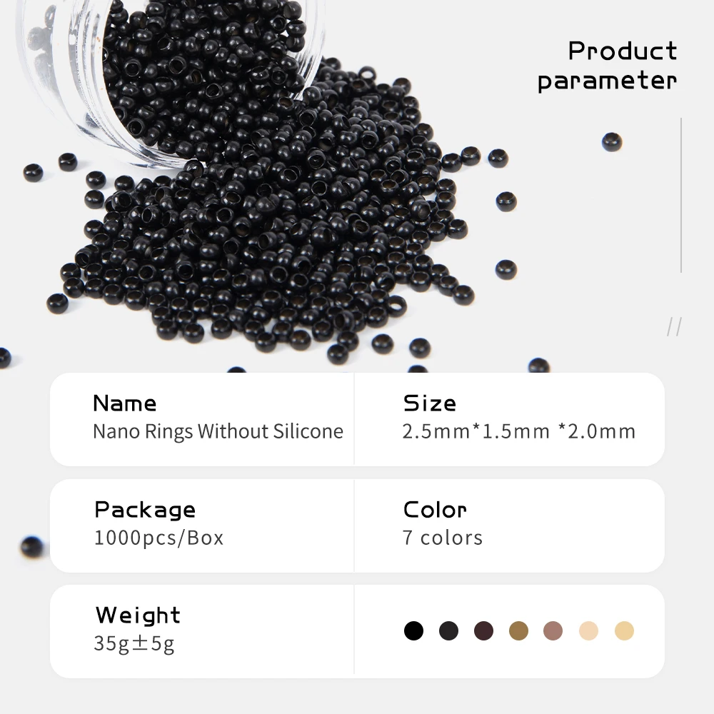 1000Pcs 2.5*1.5*2Mm Nano Copper Rings/Links/Beads Nano Copper Rings Without Silicone Nano Copper Hair Ring Hair Extensions Tool