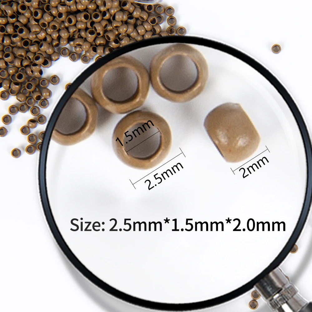 1000Pcs 2.5*1.5*2Mm Nano Copper Rings/Links/Beads Nano Copper Rings Without Silicone Nano Copper Hair Ring Hair Extensions Tool