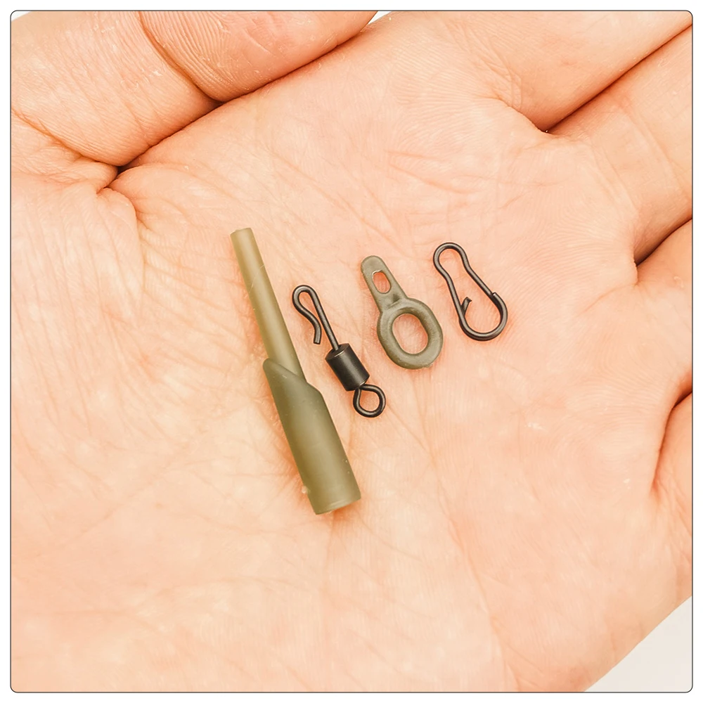 Hirisi 40 x Carp Fishing Rigs Rubber Anti Tangle Sleeves Fishing Quick Change Snap Connector Fishing Accessories M9