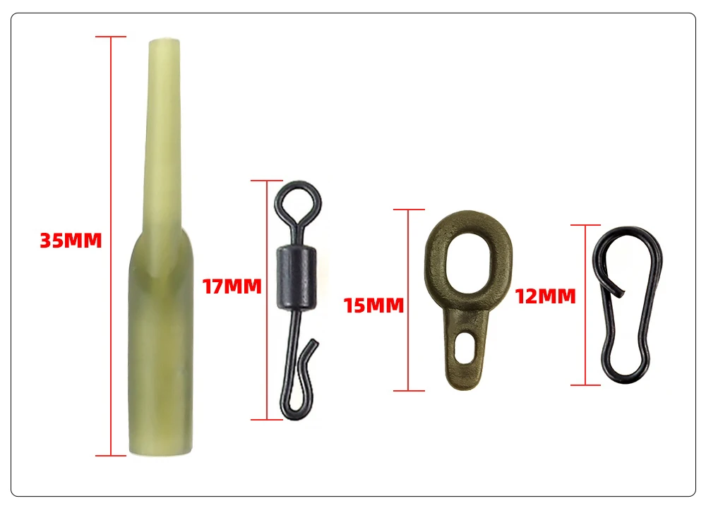 Hirisi 40 x Carp Fishing Rigs Rubber Anti Tangle Sleeves Fishing Quick Change Snap Connector Fishing Accessories M9