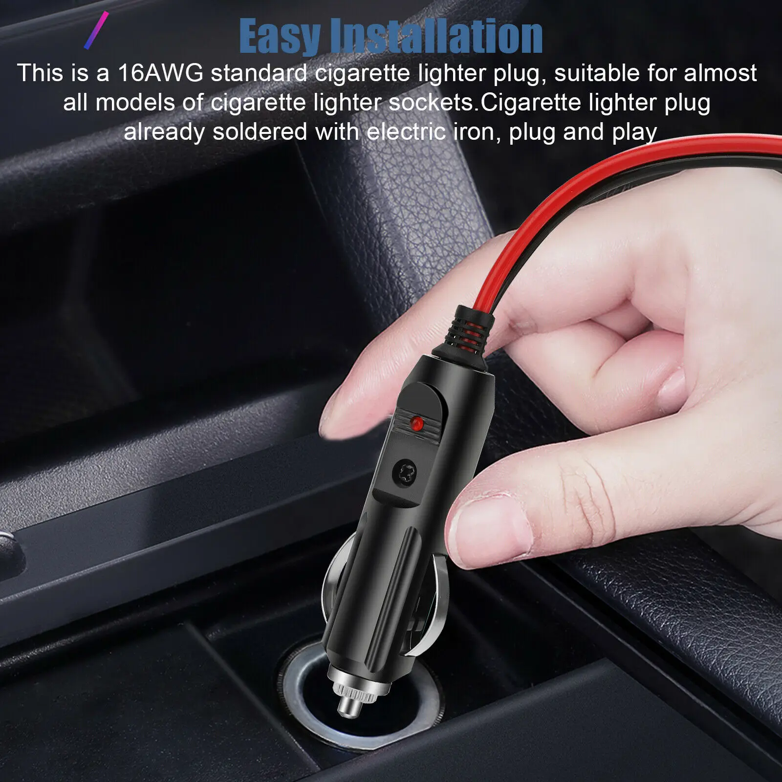 2Pcs 12V Male Car Cigarette Lighter Socket Plug Motorcycle Socket Power Charger Adapter Connector Fuse Converter Plug Hot Sell
