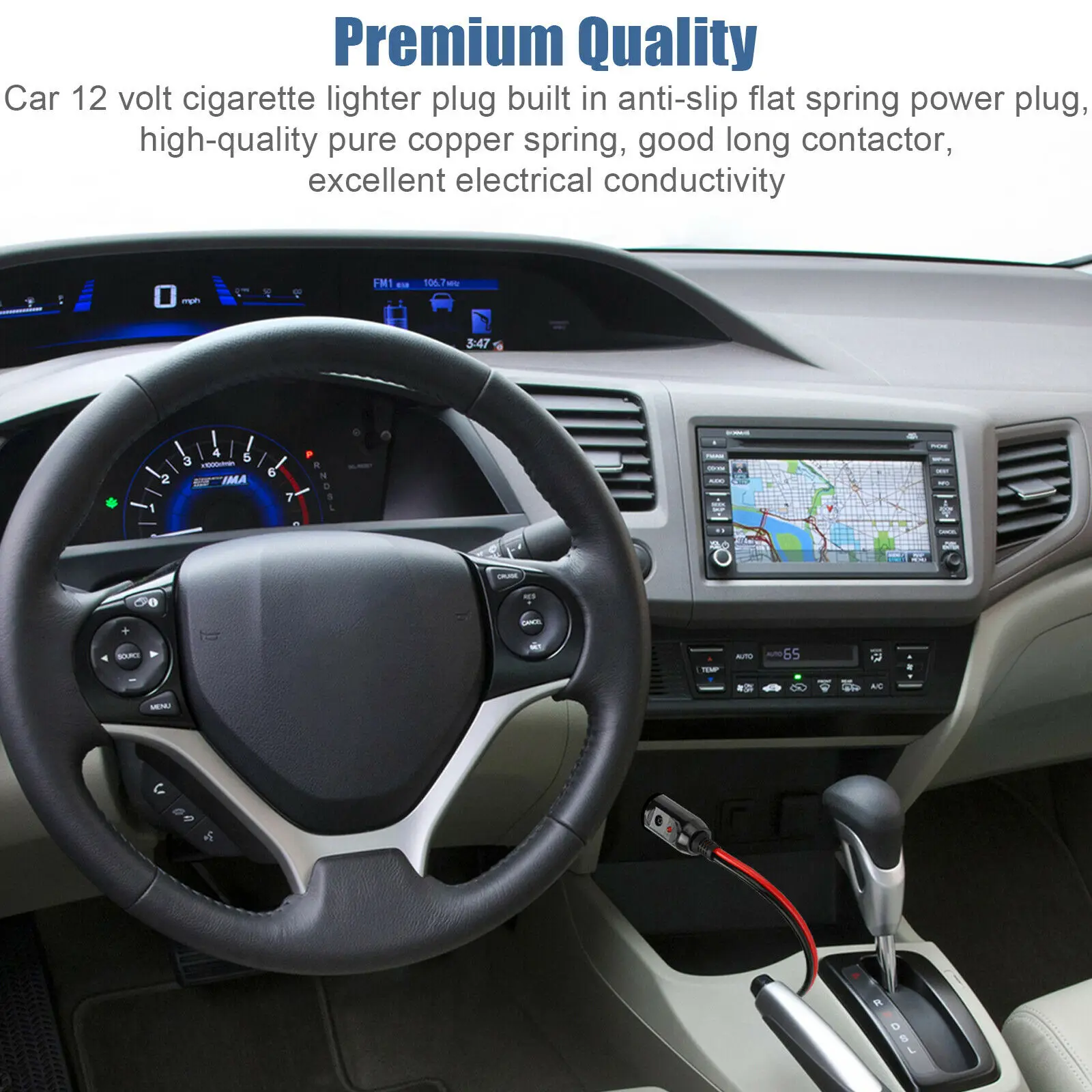 2Pcs 12V Male Car Cigarette Lighter Socket Plug Motorcycle Socket Power Charger Adapter Connector Fuse Converter Plug Hot Sell