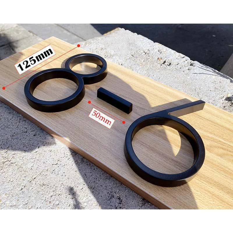 125mm Black House Numbers Letters Outdoor Address Sign Plate For Yard Floating Metal Door Number Doorplates Modern Mailbox Signs