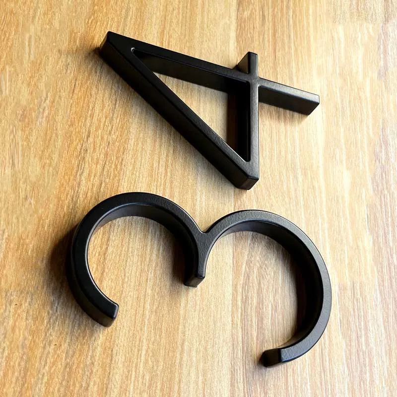 125mm Black House Numbers Letters Outdoor Address Sign Plate For Yard Floating Metal Door Number Doorplates Modern Mailbox Signs