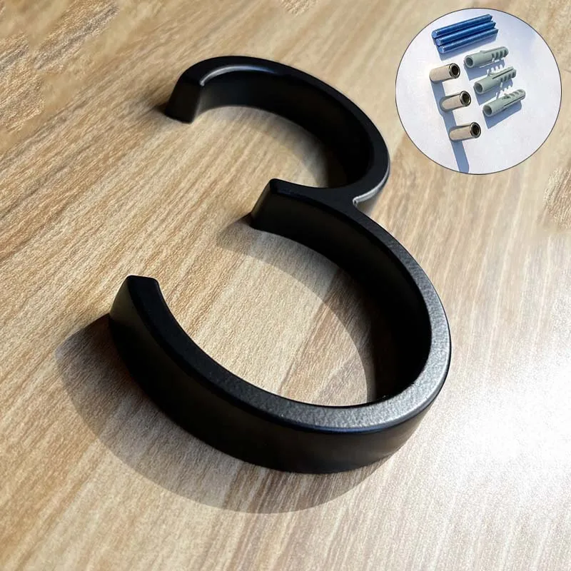 125mm Black House Numbers Letters Outdoor Address Sign Plate For Yard Floating Metal Door Number Doorplates Modern Mailbox Signs